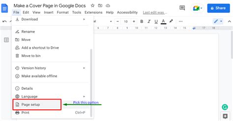 how do i insert a cover page in google docs