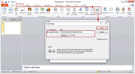 how do i insert a link to a word document in powerpoint