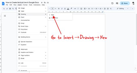 how do i insert a vertical line on google docs