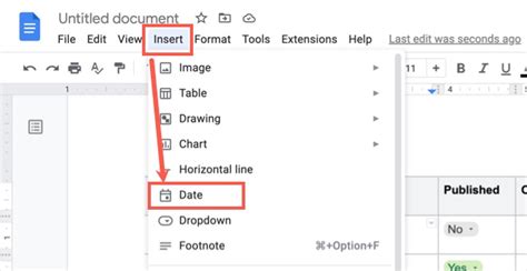 how do i insert automatic date in google docs