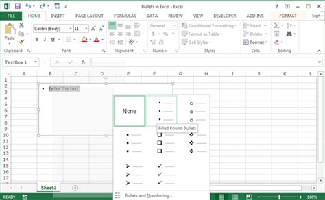 Insert Bullets in Excel