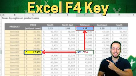 how do i lock a formula in excel using f4