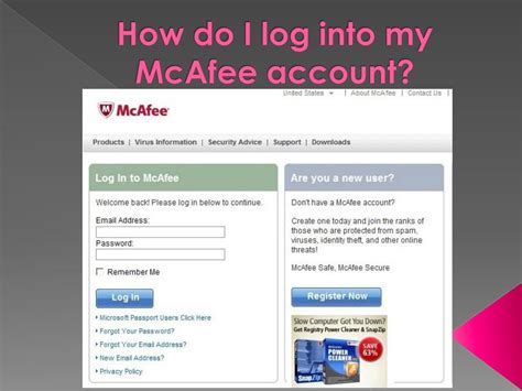 how do i log into mcafee account
