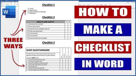 how do i make a checklist template in word