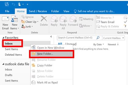 how do i make a new folder in my email inbox