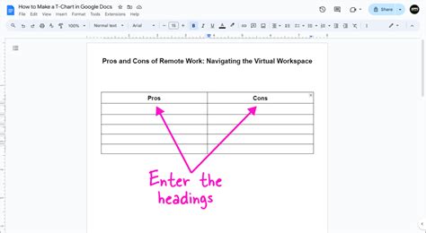 How Do I Make A T Chart In Google Docs
