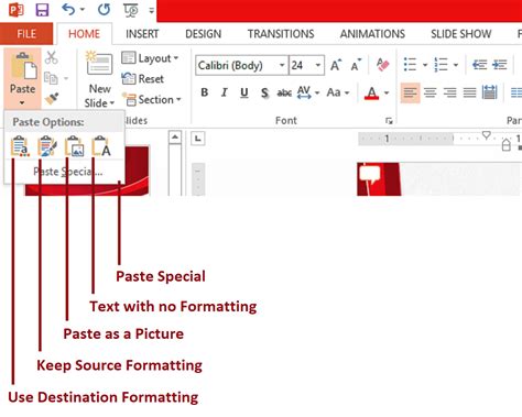 how do i paste a powerpoint slides and keep formatting