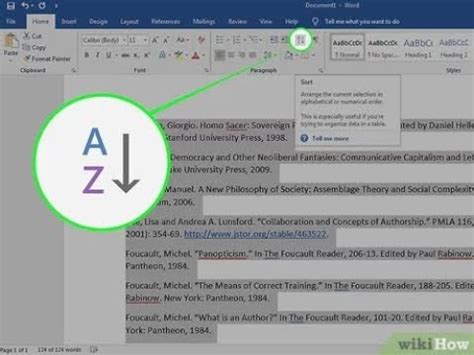 how do i put my reference list in alphabetical order on word