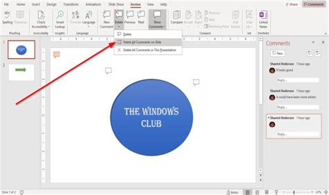 how do i remove all comments from a powerpoint presentation