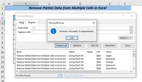 how do i remove partial information from a cell in excel