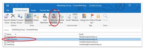 how do i remove someone from an email group in outlook