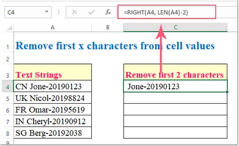 how do i remove the beginning of text in excel