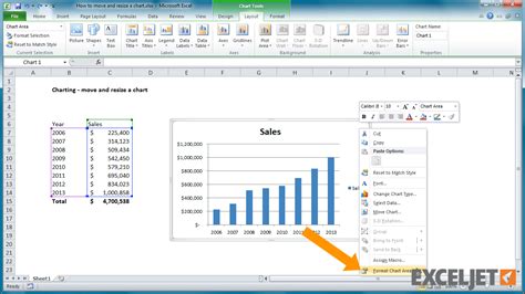 how do i resize a chart in excel