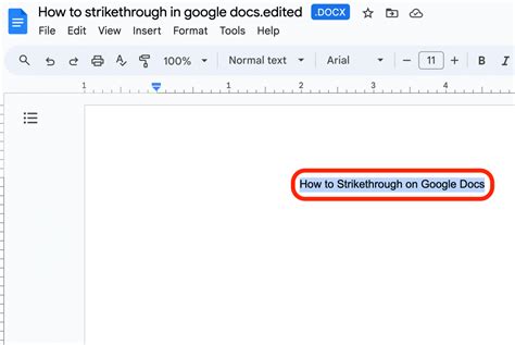 how do i strikethrough text in google docs