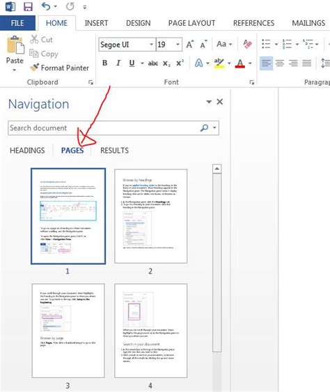 how do i use the navigation pane in word