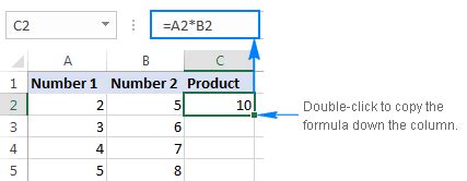 how do you apply multiply formula in excel for entire column