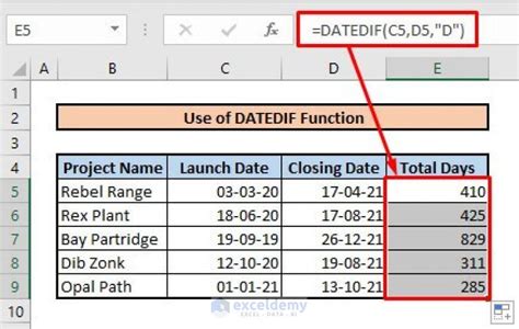how do you calculate the number of days between 2 dates in excel