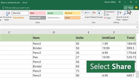 how do you create a shared excel spreadsheet