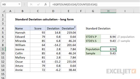 how do you find sample standard deviation in excel