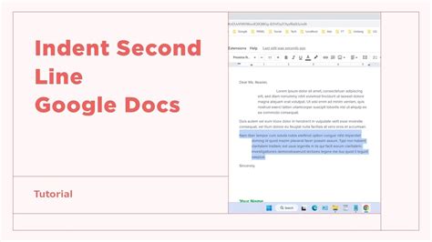how do you indent second line in google docs