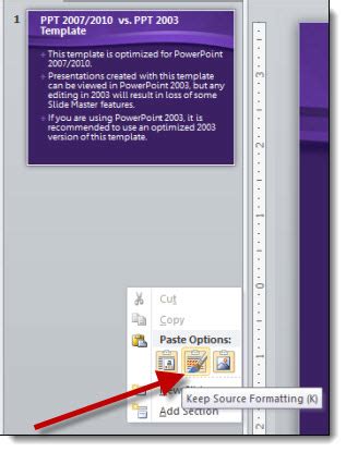 how do you keep source formatting in powerpoint