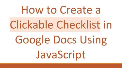 how do you make a clickable checklist in google docs
