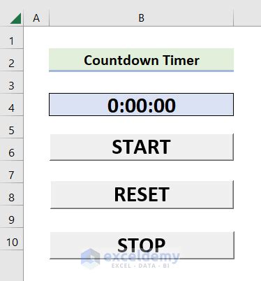 how do you make a countdown clock in excel