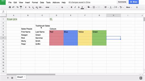 how do you make a data table on google sheets