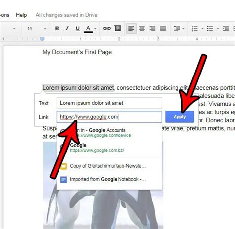 how do you make a link blue in google docs