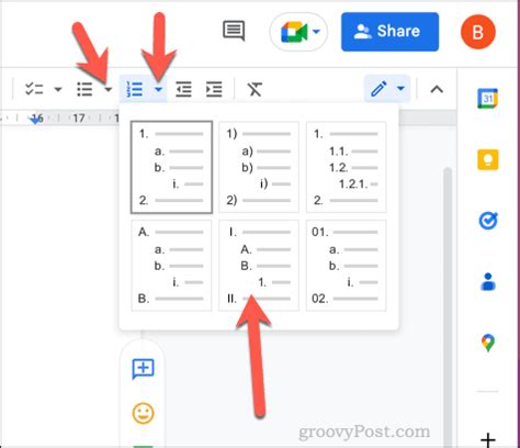 how do you make a list in google docs