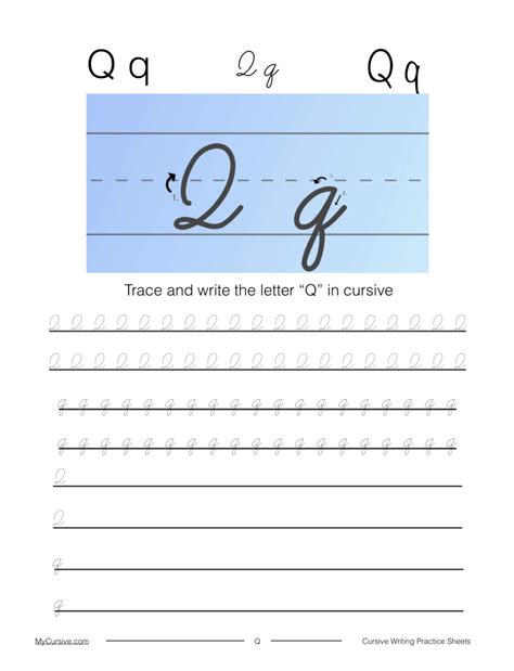 how do you make a q in cursive writing
