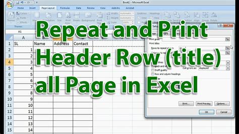 how do you make the header appear on all pages in excel