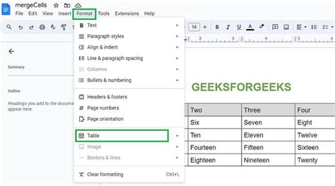 how do you merge table cells in google docs