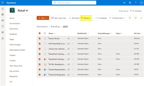 how do you move files from one folder to another in sharepoint