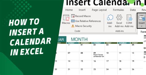 how do you put a calendar in excel