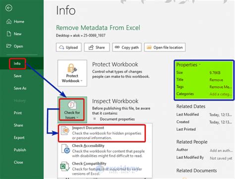 how do you remove metadata from excel