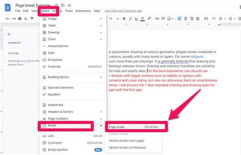 how do you remove page breaks in google docs