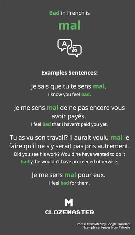 how do you say to bad in french