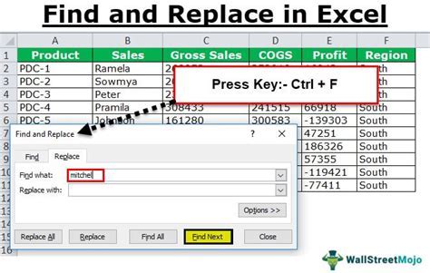 how do you use the find and replace feature in excel