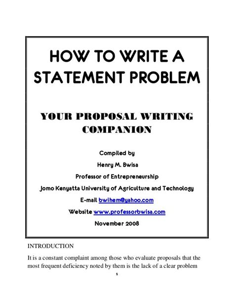 how do you write a problem statement for a dissertation