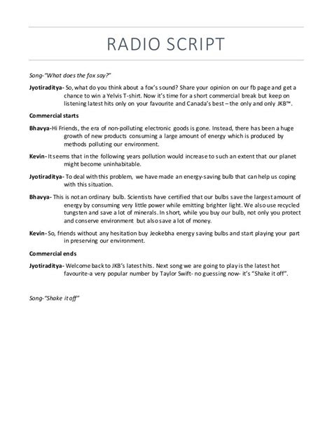 how do you write a radio script example