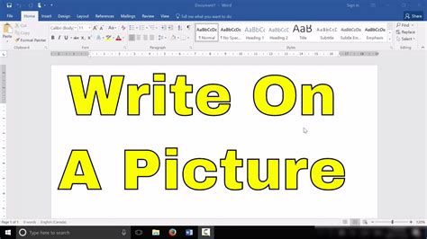 how do you write on an image in word