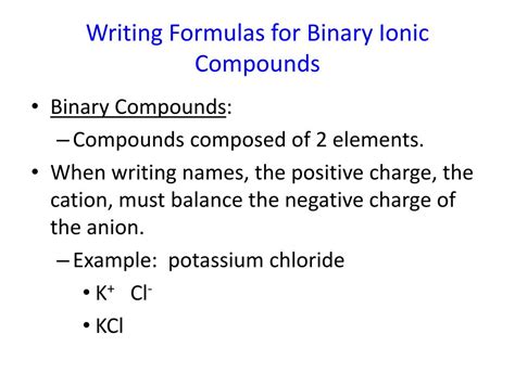 how do you write the chemical formula of a binary ionic compound