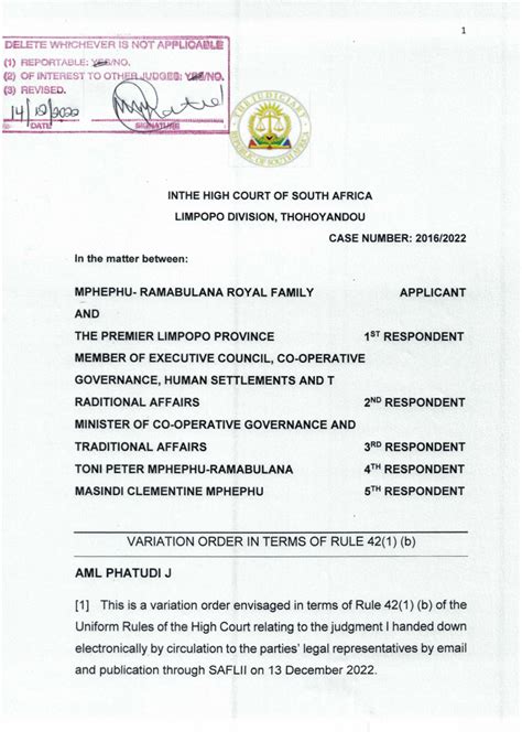 how does a court order work in south africa