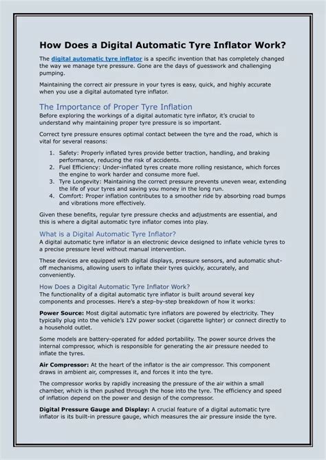 How Does A Digital Tyre Inflator Work