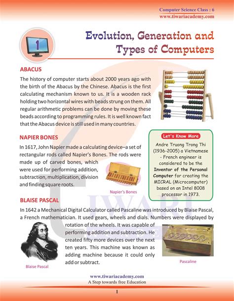 how does computer work for class 6