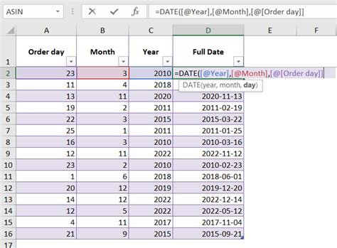 how does date function work in excel