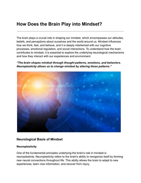 Brain Controls Mindset