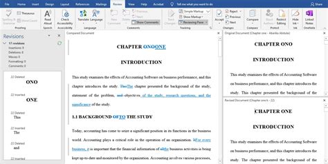how does the compare feature work in word