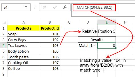 how does the match function work in excel
